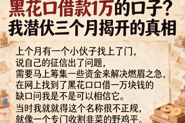 黑花口借款1万的口子?我潜伏三个月揭开的真相
