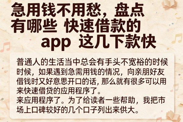 急用钱不用愁，盘点有哪些快速借款的app这几款下款快