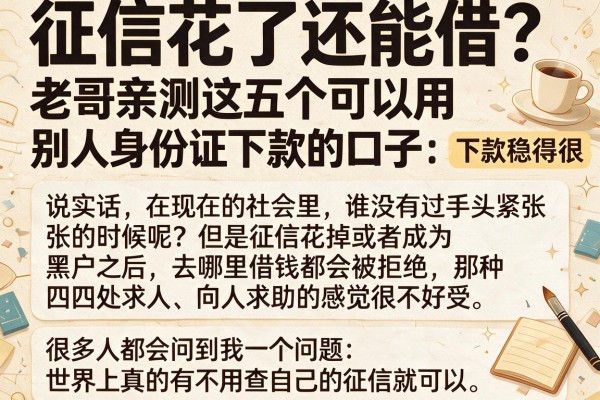 征信花了还能借？老哥亲测这五个可以用别人身份证下款的口子，下款稳得很