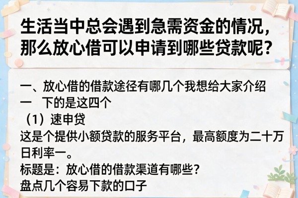 放心借的借款渠道有哪些？盘点几个容易下款的口子