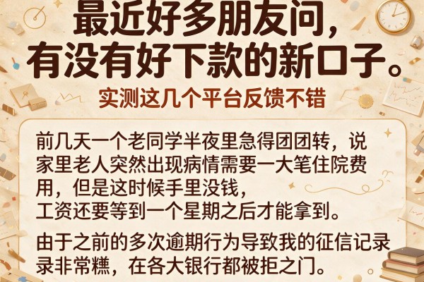 最近好多朋友问有没有好下款的新口子，实测这几个平台反馈不错