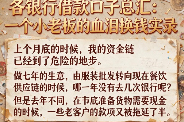 各银行借款口子总汇：一个小老板的血泪换钱实录