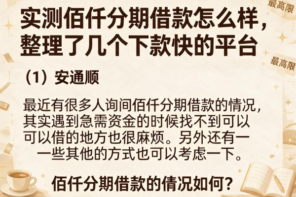 实测佰仟分期借款怎么样，整理了几个下款快的平台