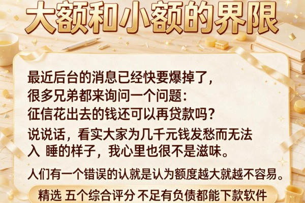 大额和小额的界限，精选五个综合评分不足有负债都能下款软件
