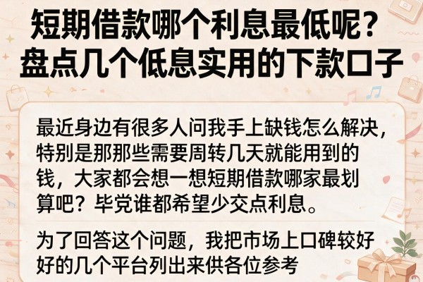 短期借款哪个利息最低呢？盘点几个低息实用的下款口子