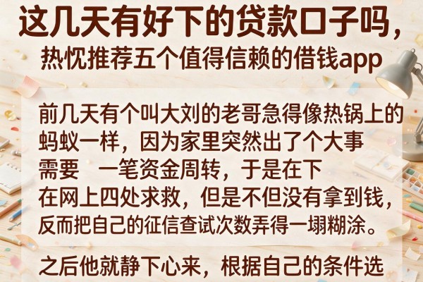 这几天有好下的贷款口子吗，热忱推荐五个值得信赖的借钱app