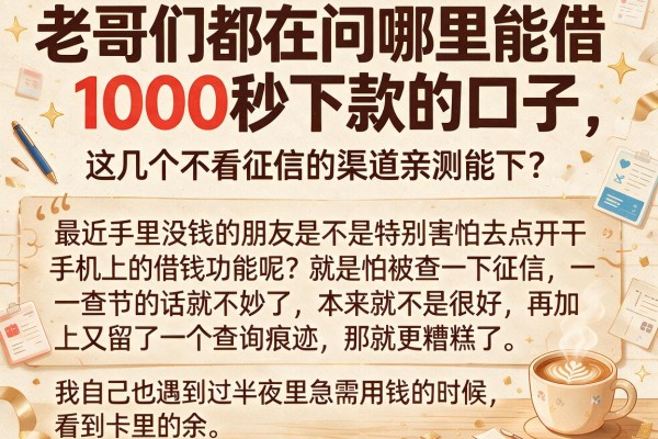 老哥们都在问哪里能借1000秒下款的口子,这几个不看征信的渠道亲测能下