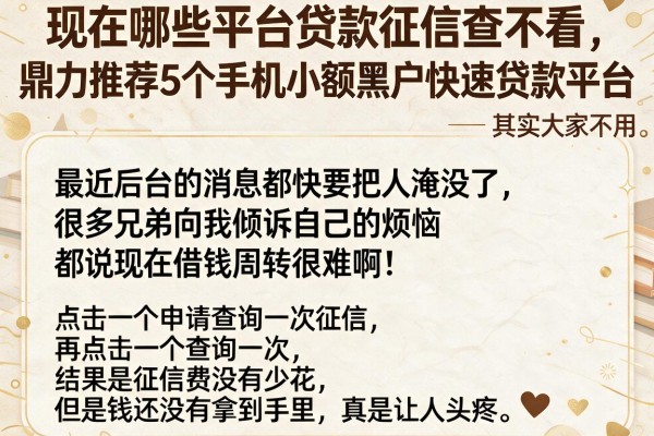 现在哪些平台贷款征信查不看，鼎力推荐5个手机小额黑户快速贷款平台