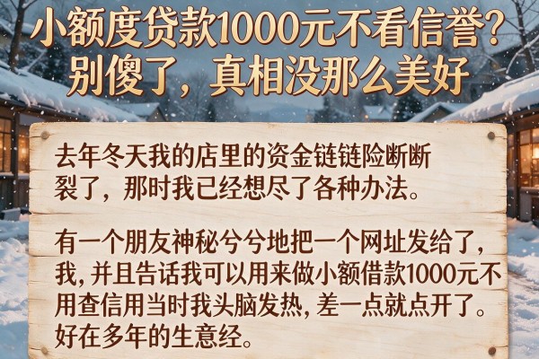 小额度贷款1000元不看信誉？别傻了，真相没那么美好