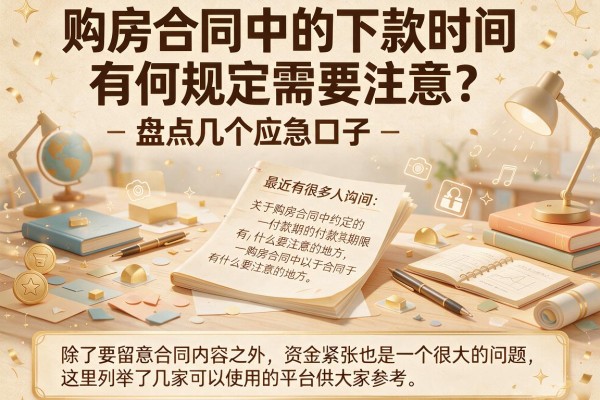 购房合同中的下款时间有何规定需要注意？盘点几个应急口子
