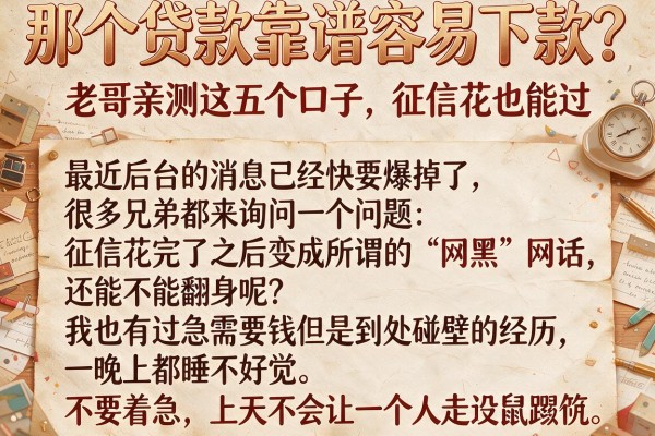 那个贷款靠谱容易下款？老哥亲测这五个口子，征信花也能过