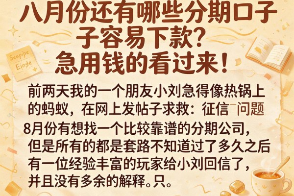 八月份还有哪些分期口子容易下款？急用钱的看过来！
