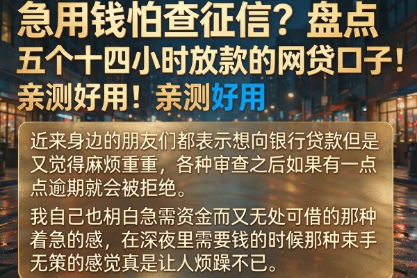 急用钱怕查征信？盘点五个二十四小时放款的网贷口子，亲测好用