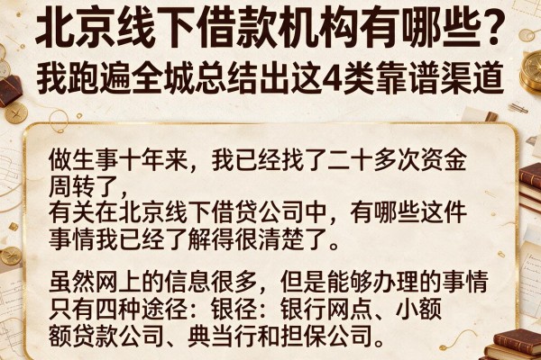 北京线下借款机构有哪些？我跑遍全城总结出这4类靠谱渠道