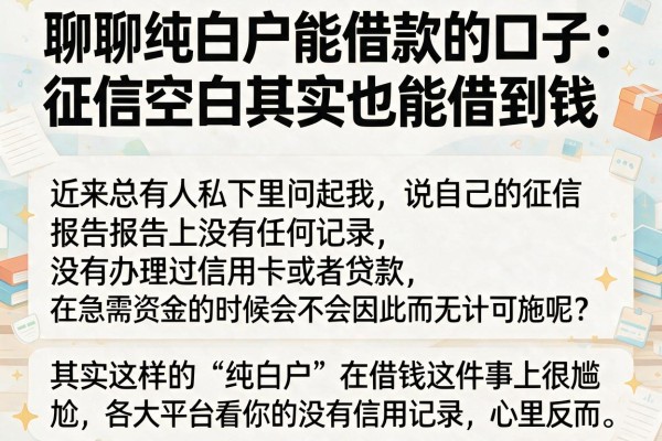 聊聊纯白户能借款的口子：征信空白其实也能借到钱