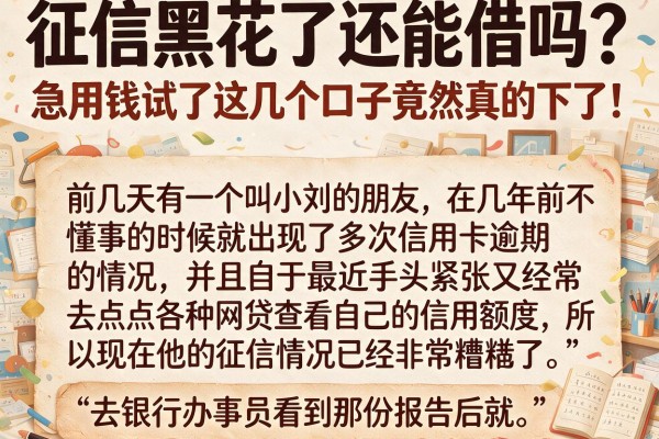 征信黑花了还能借吗？急用钱试了这几个口子竟然真的下了！