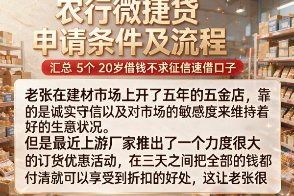 农行微捷贷申请条件及流程，汇总5个20岁借钱不求征信速借口子