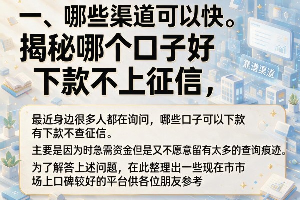 揭秘哪个口子好下款不上征信，整理了几个靠谱的渠道