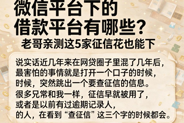 微信平台下的借款平台有哪些？老哥亲测这5家征信花也能下