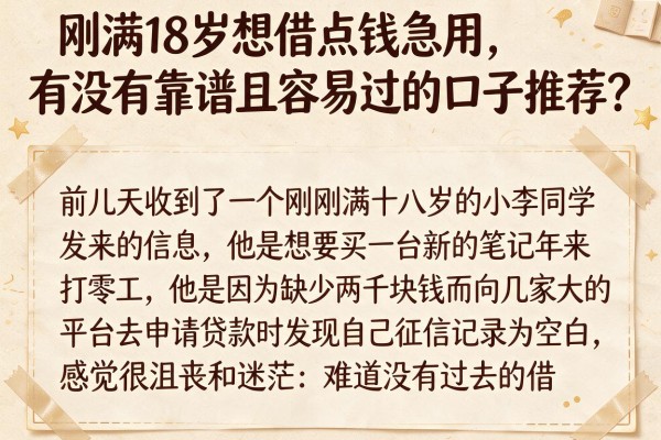 刚满18岁想借点钱急用，有没有靠谱且容易过的口子推荐？