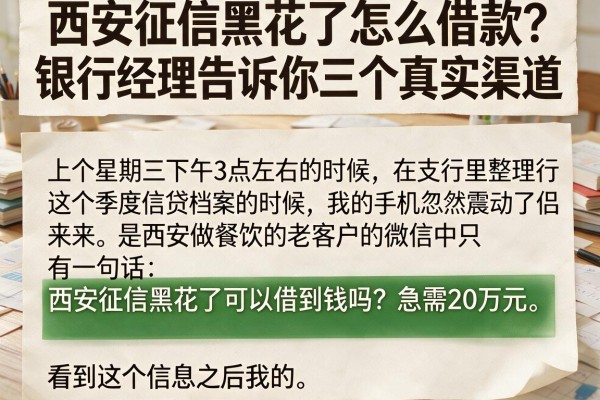 西安征信黑花了怎么借款？银行经理告诉你三个真实渠道