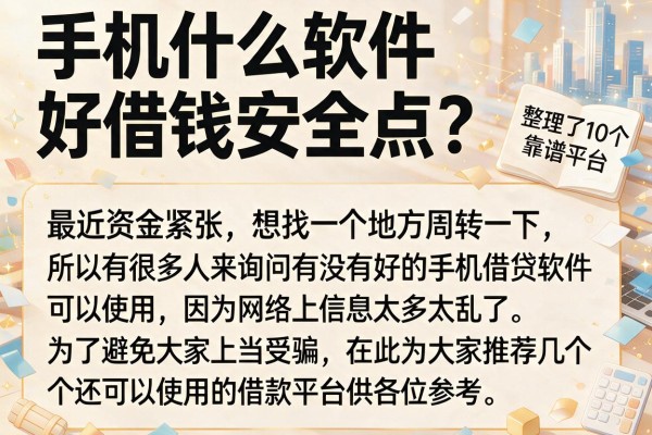 手机什么软件好借钱安全点？整理了10个靠谱平台