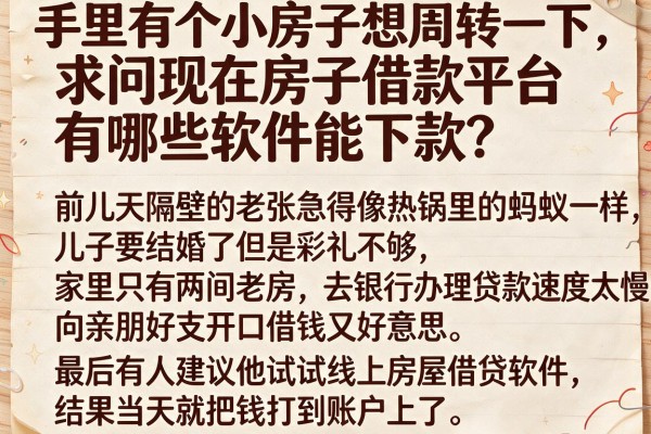 手里有个小房子想周转一下，求问现在房子借款平台有哪些软件能下款？