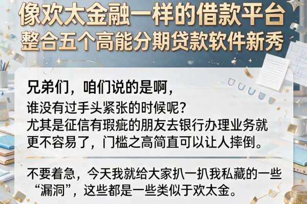 像欢太金融一样的借款平台，整合五个高能分期贷款软件新秀