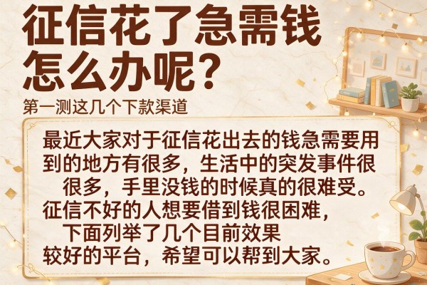 征信花了急需钱怎么办呢？实测这几个下款渠道