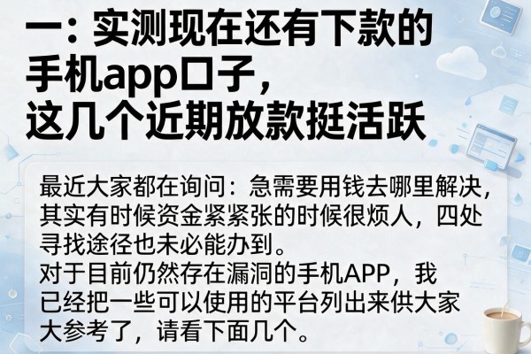 实测现在还有下款的手机app口子，这几个近期放款挺活跃
