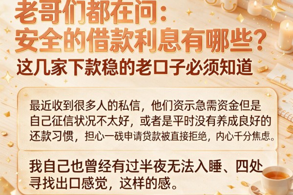 老哥们都在问：安全的借款利息有哪些？这几家下款稳的老口子必须知道