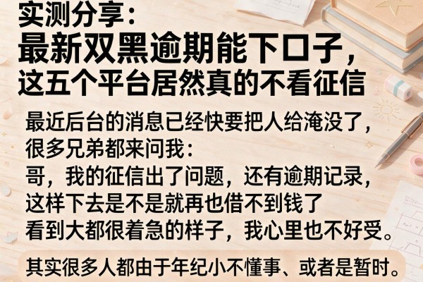 实测分享：最新双黑逾期能下口子，这五个平台居然真的不看征信