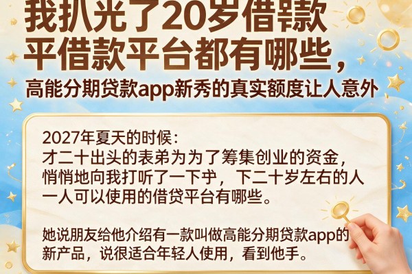 我扒光了20岁借款平台都有哪些，高能分期贷款app新秀的真实额度让人意外
