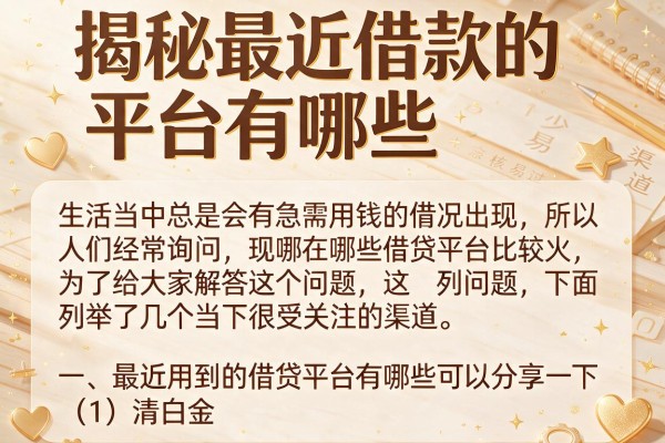 揭秘最近借款的平台有哪些，这几个渠道审核容易过
