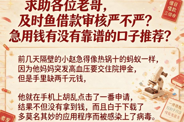 求助各位老哥，及时鱼借款审核严不严？急用钱有没有靠谱的口子推荐？