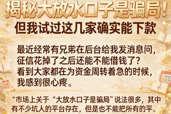 揭秘大放水口子是骗局，但我试过这几家确实能下款