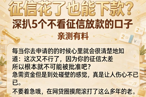 征信花了也能下款？深扒5个不看征信放款的口子，亲测有料