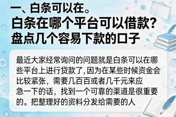 白条在哪个平台可以借款？盘点几个容易下款的口子