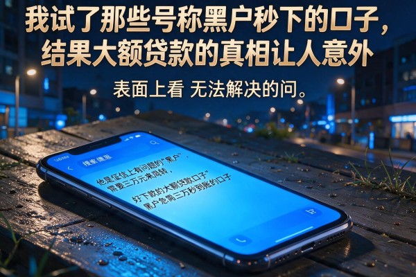 我试了那些号称黑户秒下的口子，结果大额贷款的真相让人意外