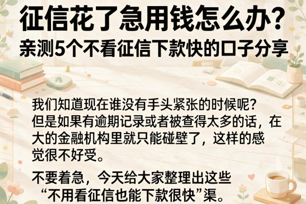 征信花了急用钱怎么办？亲测5个不看征信下款快的口子分享