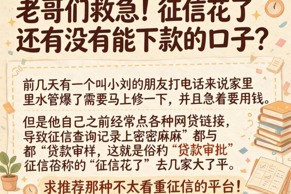 老哥们救急！征信花了还有没有能下款的口子？求推荐那种不太看重征信的平台！