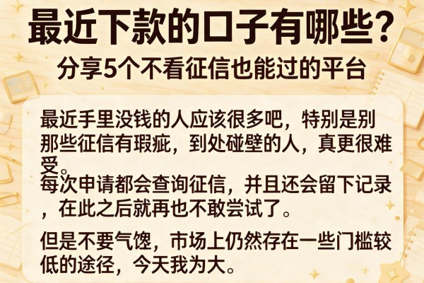 最近下款的口子有哪些?分享5个不看征信也能过的平台