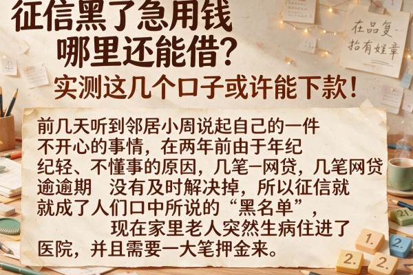 征信黑了急用钱哪里还能借？实测这几个口子或许能下款！