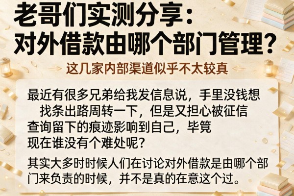 老哥们实测分享：对外借款由哪个部门管理？这几家内部渠道似乎不太较真