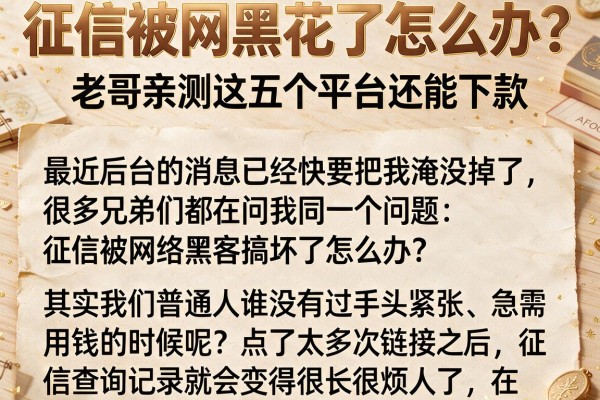 征信被网黑花了怎么办？老哥亲测这五个平台还能下款