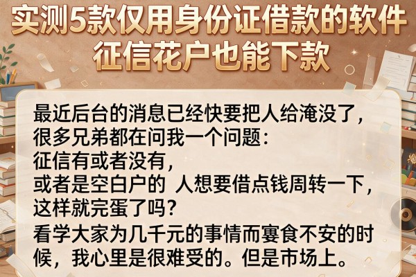 实测5款仅用身份证借款的软件，征信花户也能下款