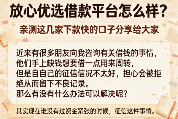 放心优选借款平台怎么样？亲测这几家下款快的口子分享给大家