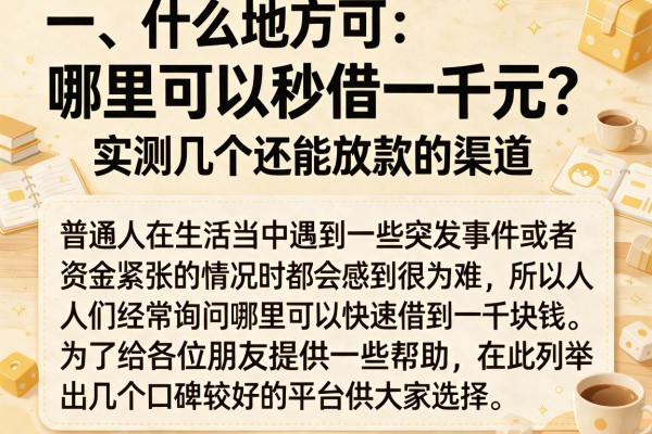 哪里可以秒借一千元？实测几个还能放款的渠道