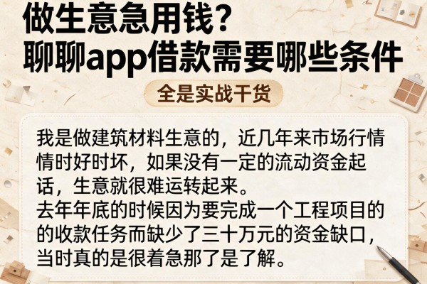 做生意急用钱？聊聊app借款需要哪些条件，全是实战干货