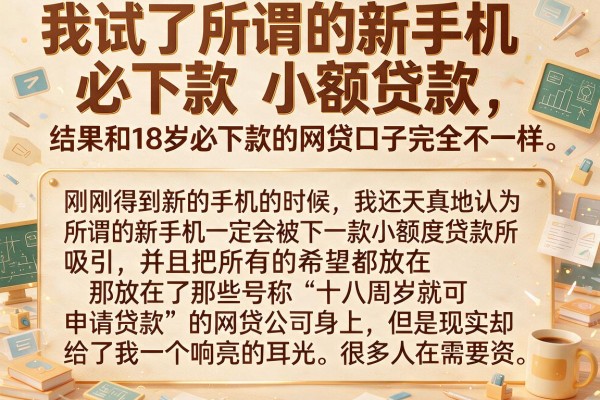 我试了所谓的新手机必下款小额贷款，结果和18岁必下款的网贷口子完全不一样